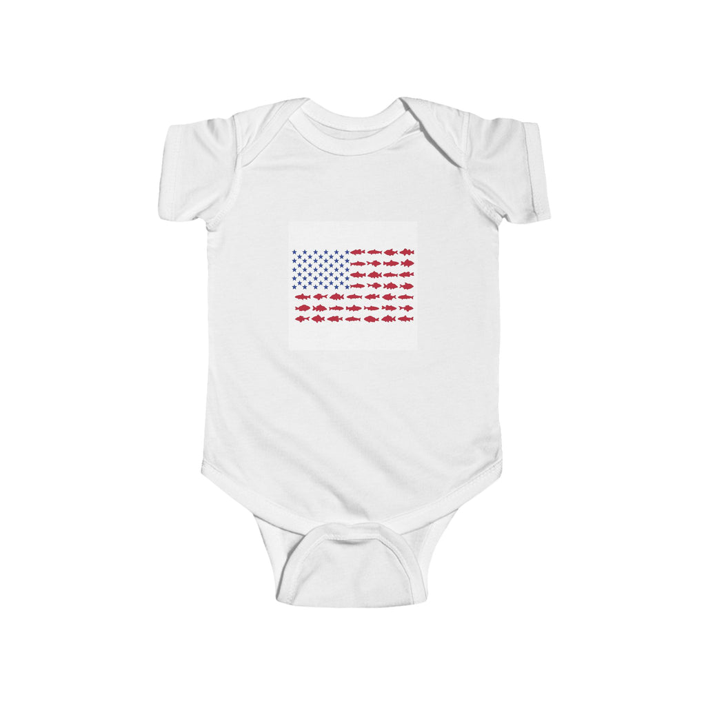 Infant Bodysuit — American Flag Car Pattern Baby Onesie (Patriotic 4th of July)