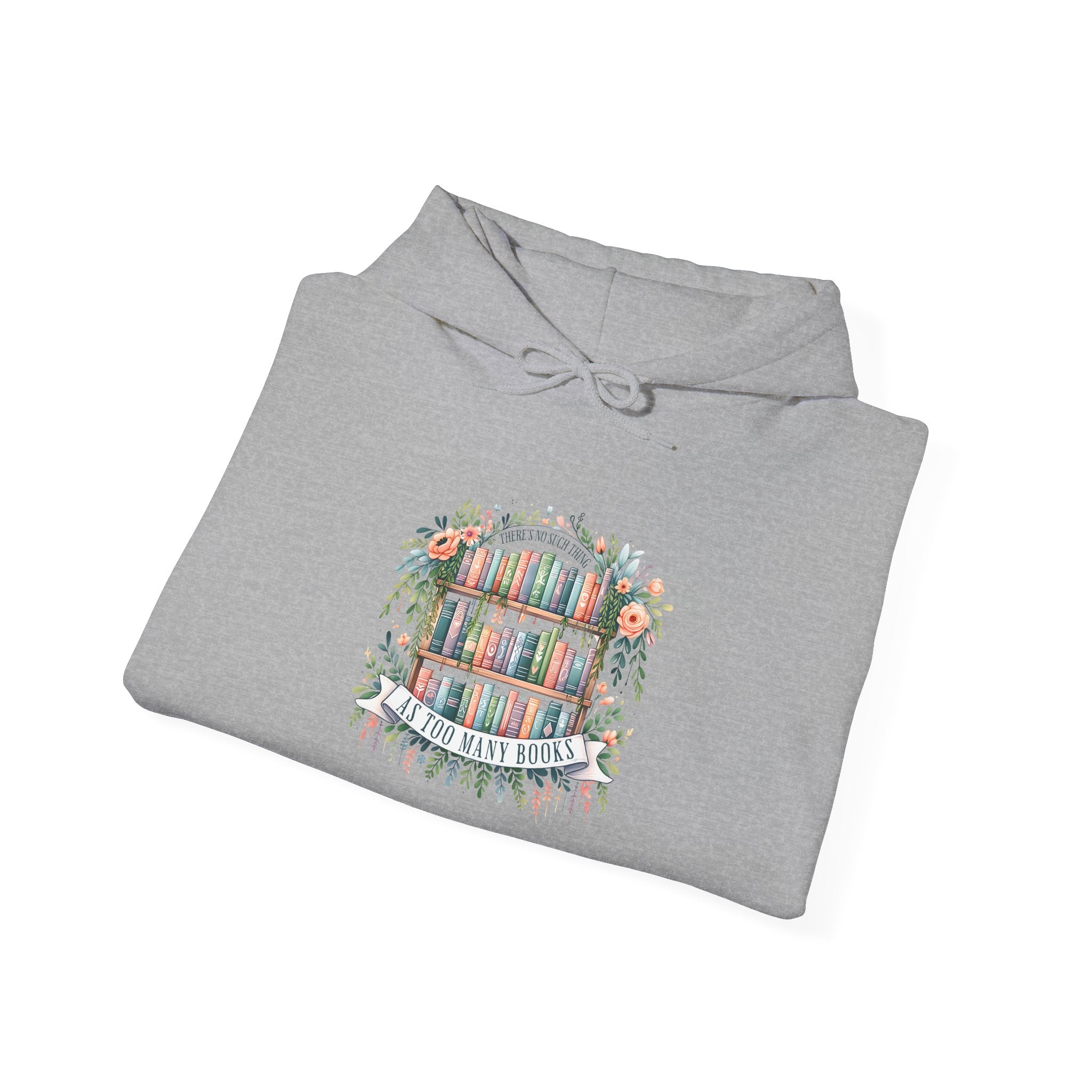 Reading Nook Hoodie — Cozy Bookshelf Floral Graphic Sweatshirt