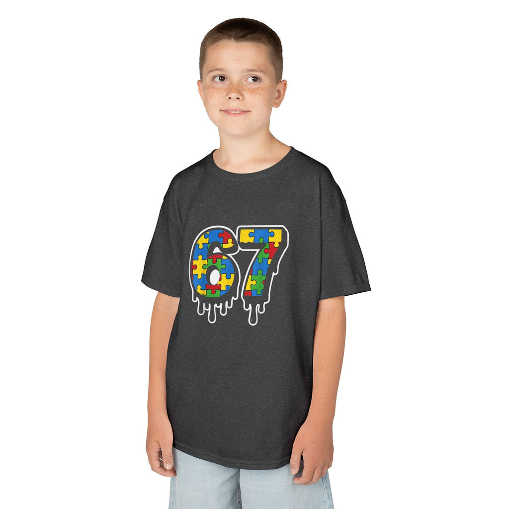 Kids Puzzle Number 67 T-Shirt — Colorful Autism Awareness Tee