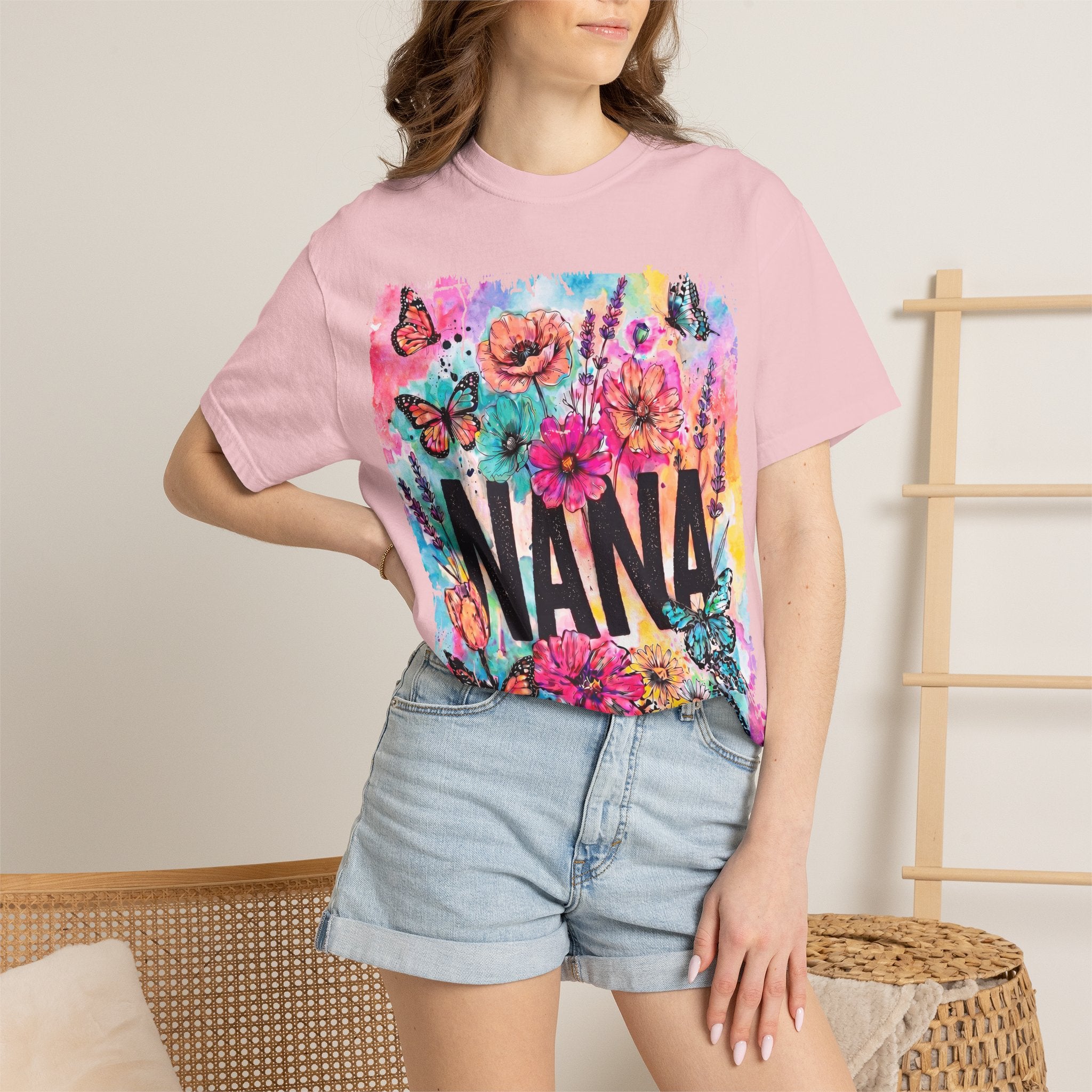 Nana Floral Butterfly T-Shirt — Colorful Grandma Gift for Mother’s Day