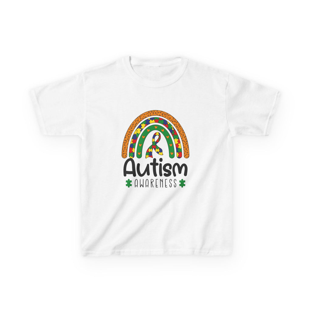 Autism Awareness Kids T-Shirt – Rainbow Puzzle Ribbon Tee