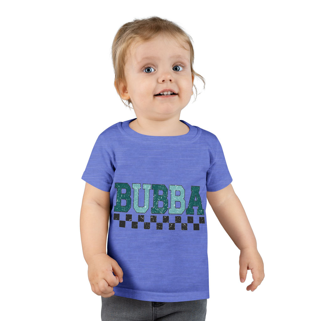 Bubba Toddler T-Shirt — Teal Retro Checkered Kids Tee
