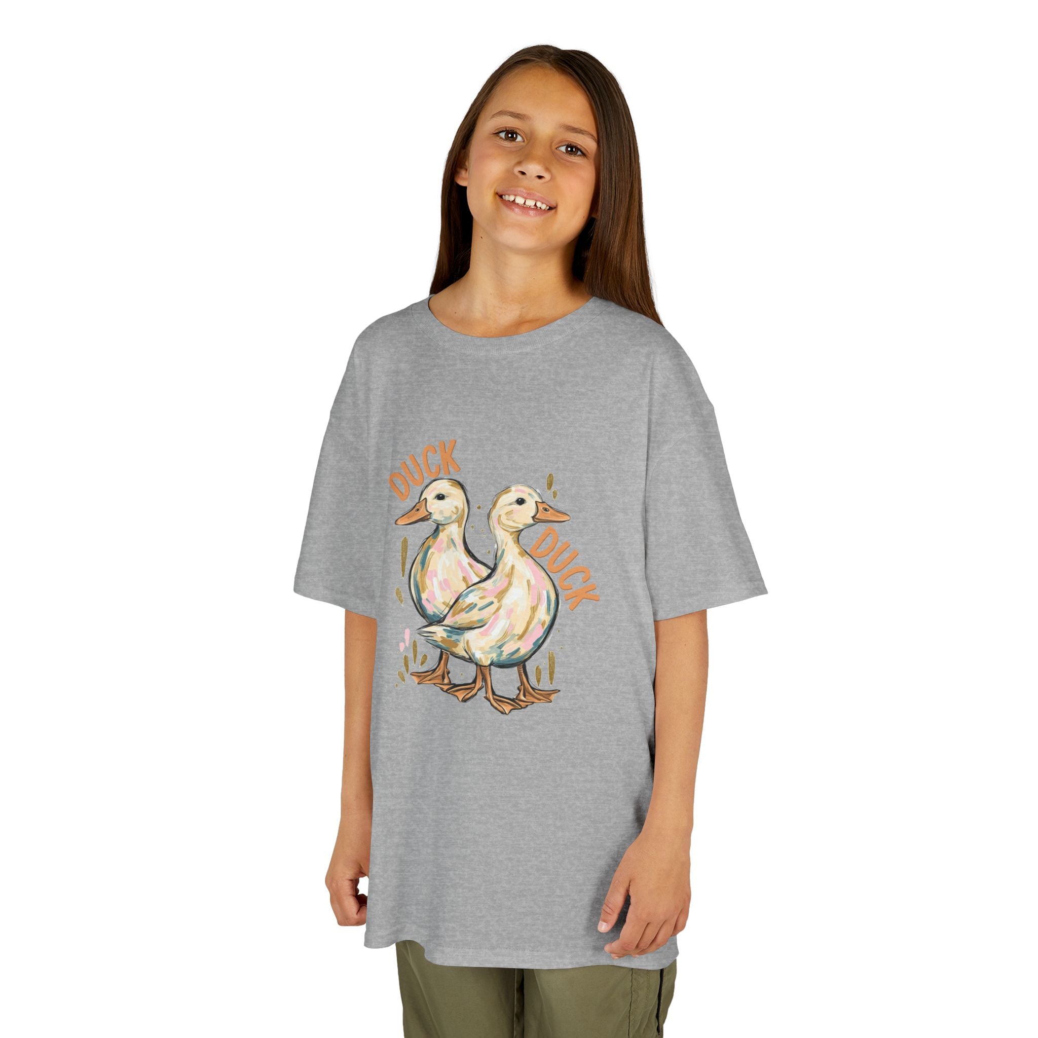Kids Tee — Cute Duck & Goose Illustration ("Duck Duck" Front, "Goose" Back)