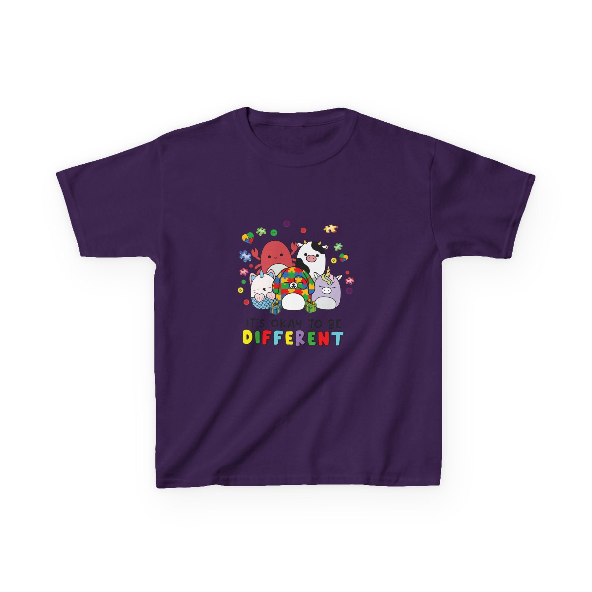 Kids Tee — "It's Okay to Be Different" Colorful Diversity Cartoon Shirt