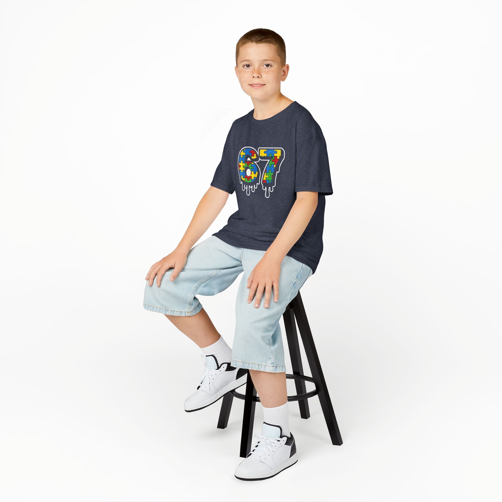 Kids Puzzle Number 67 T-Shirt — Colorful Autism Awareness Tee