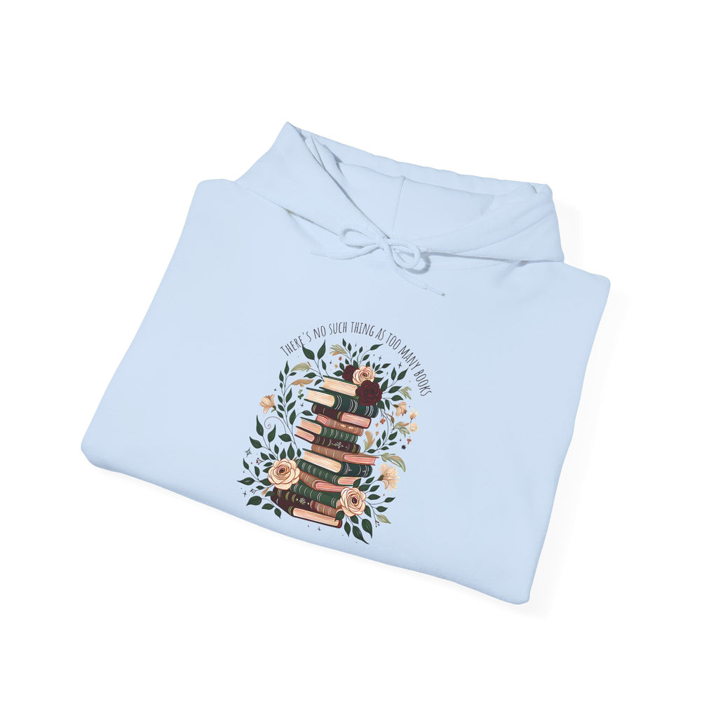 Cozy Reading Stack Hoodie — Floral Bookshelf Design