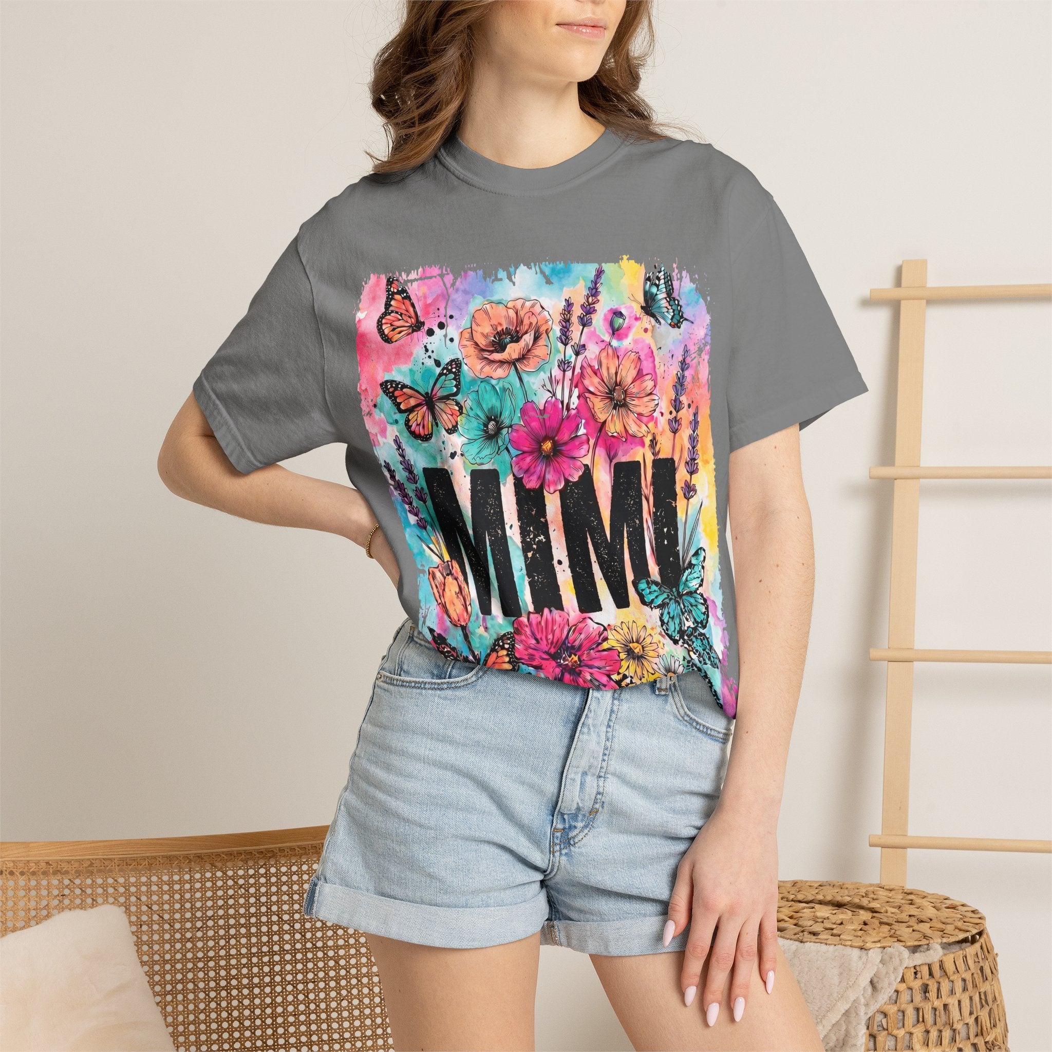 MIMI Floral Butterflies T-Shirt — Colorful Watercolor Garden Tee