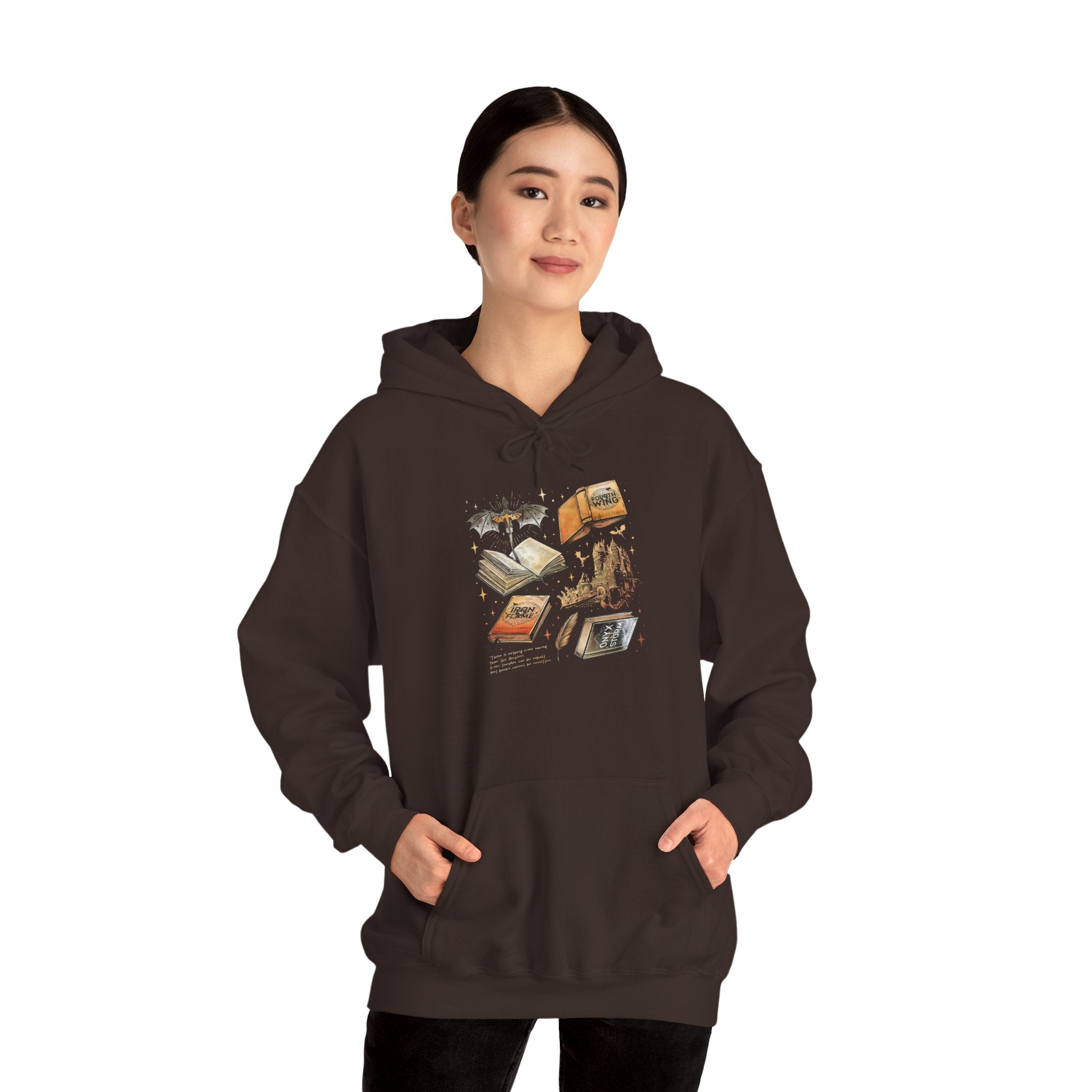 Bookish Bat Hoodie — Vintage Flying Books Graphic Pullover