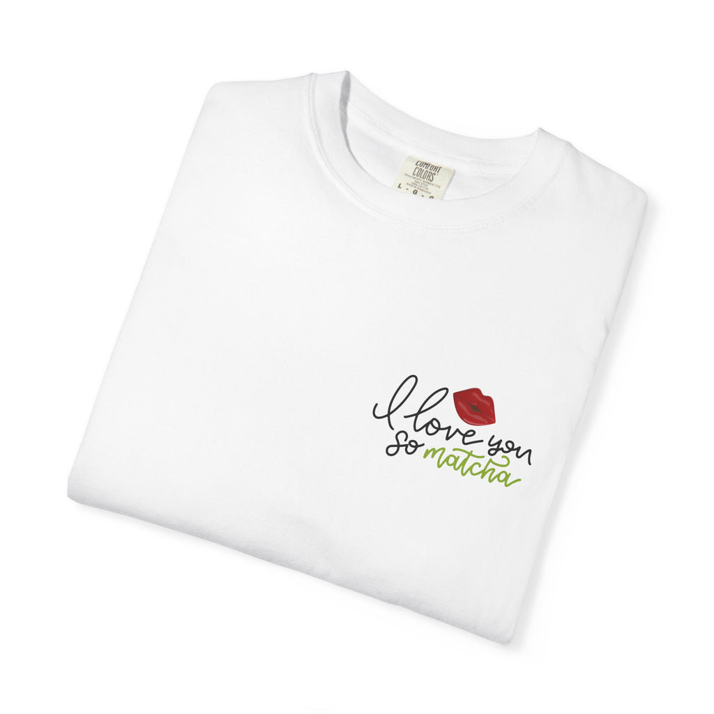 T-Shirt — "I Love You For Matcha" Graphic Tee with Leopard Heart & Matcha Cup