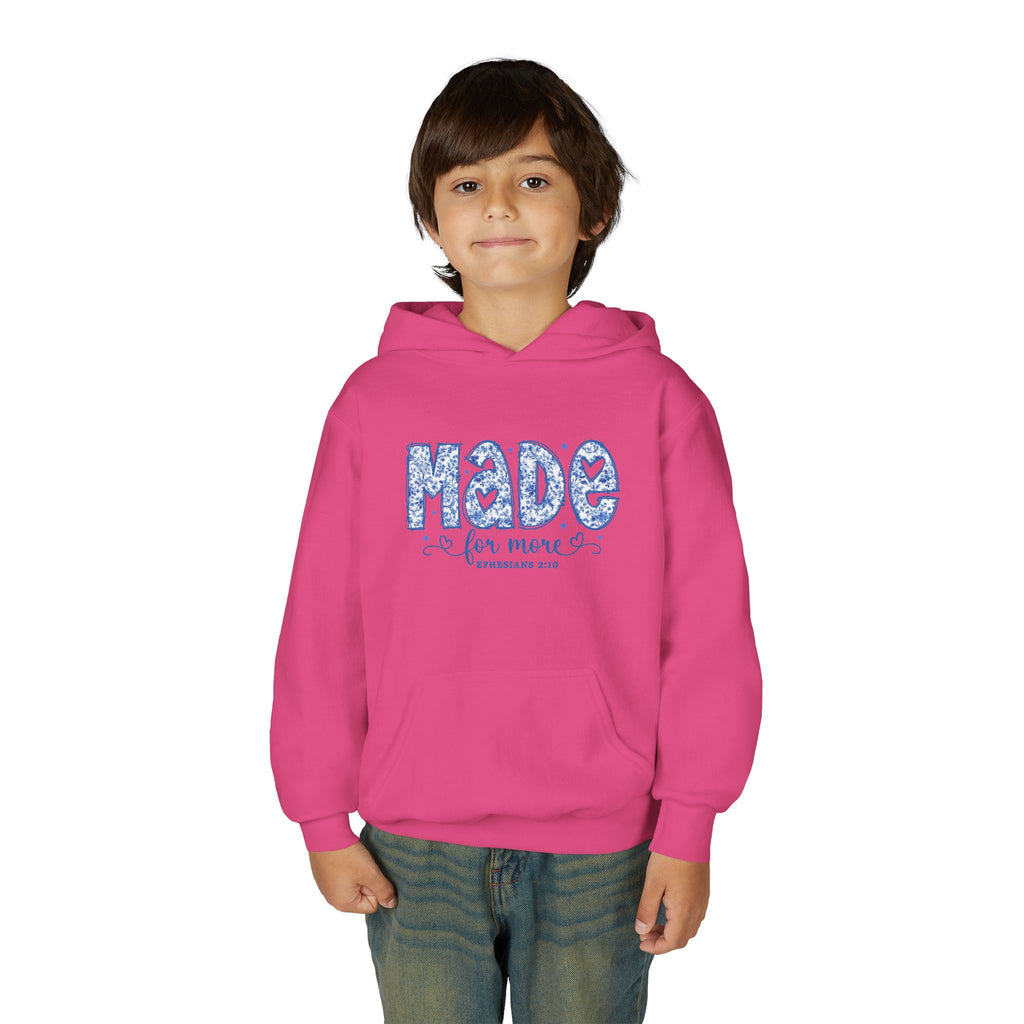 Youth Hoodie - "Made for More" Inspirational Floral Design