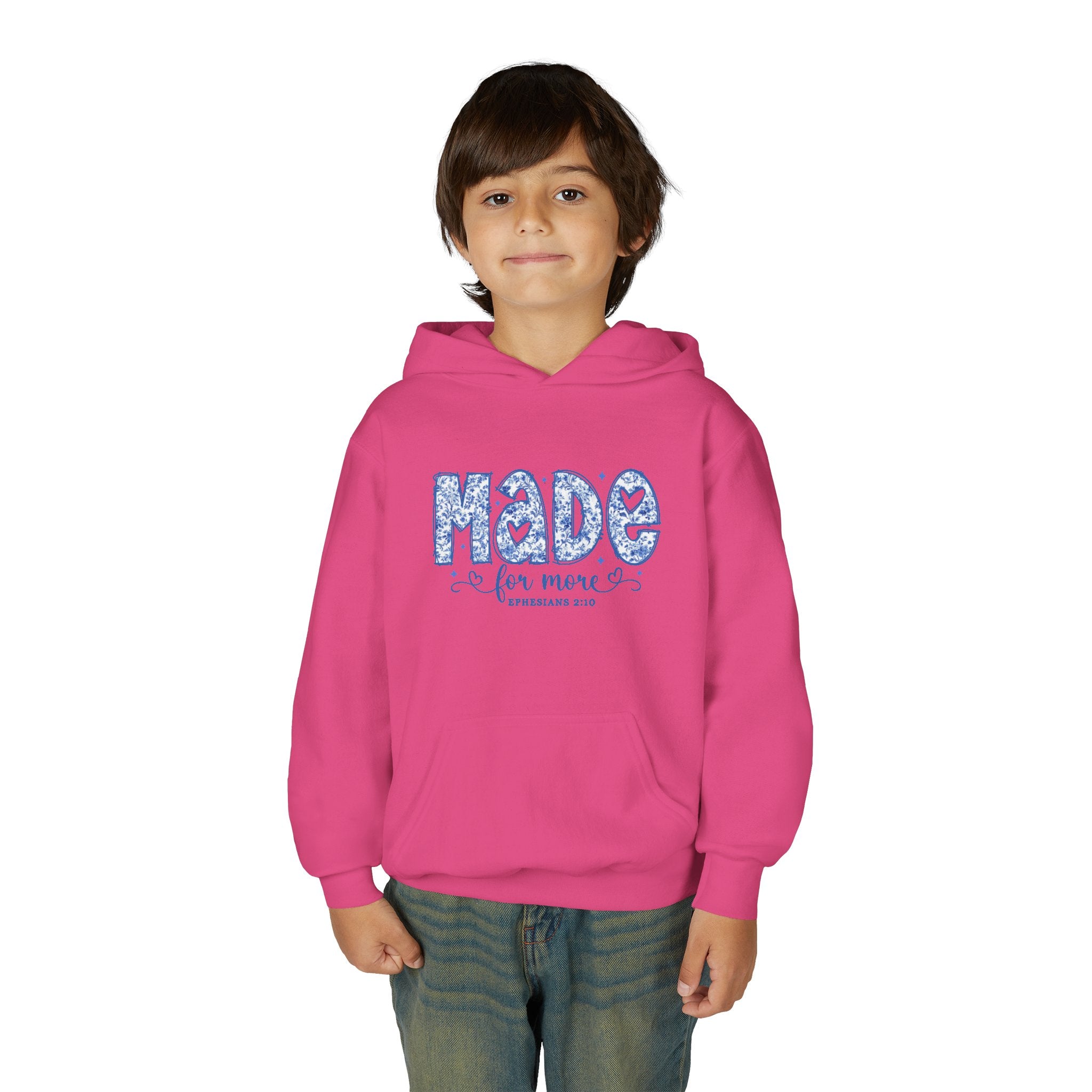 Youth Hoodie - "Made for More" Inspirational Floral Design