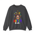 Autism Pride Crewneck Sweatshirt – Colorful Puzzle Ribbon Girl Design