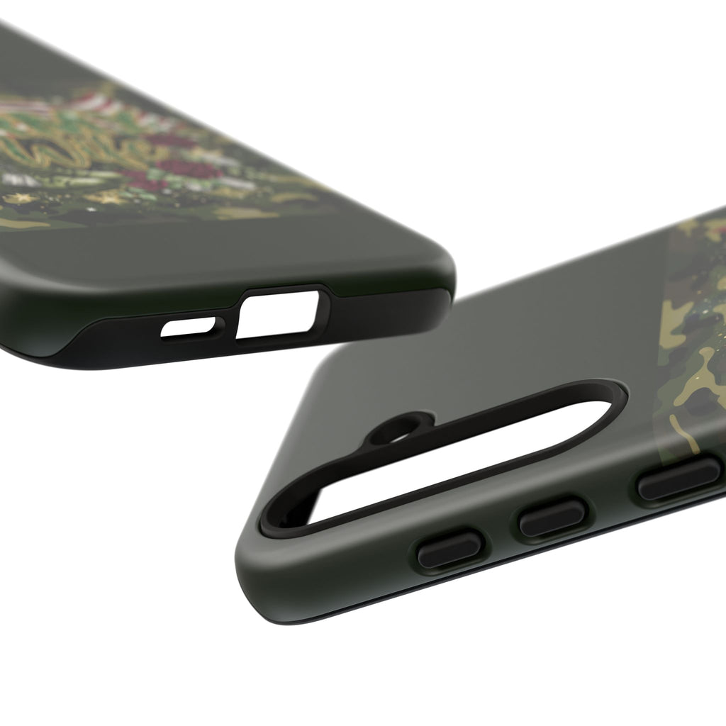 Army Wife Tough Phone Case — Camo Flag Design with Roses