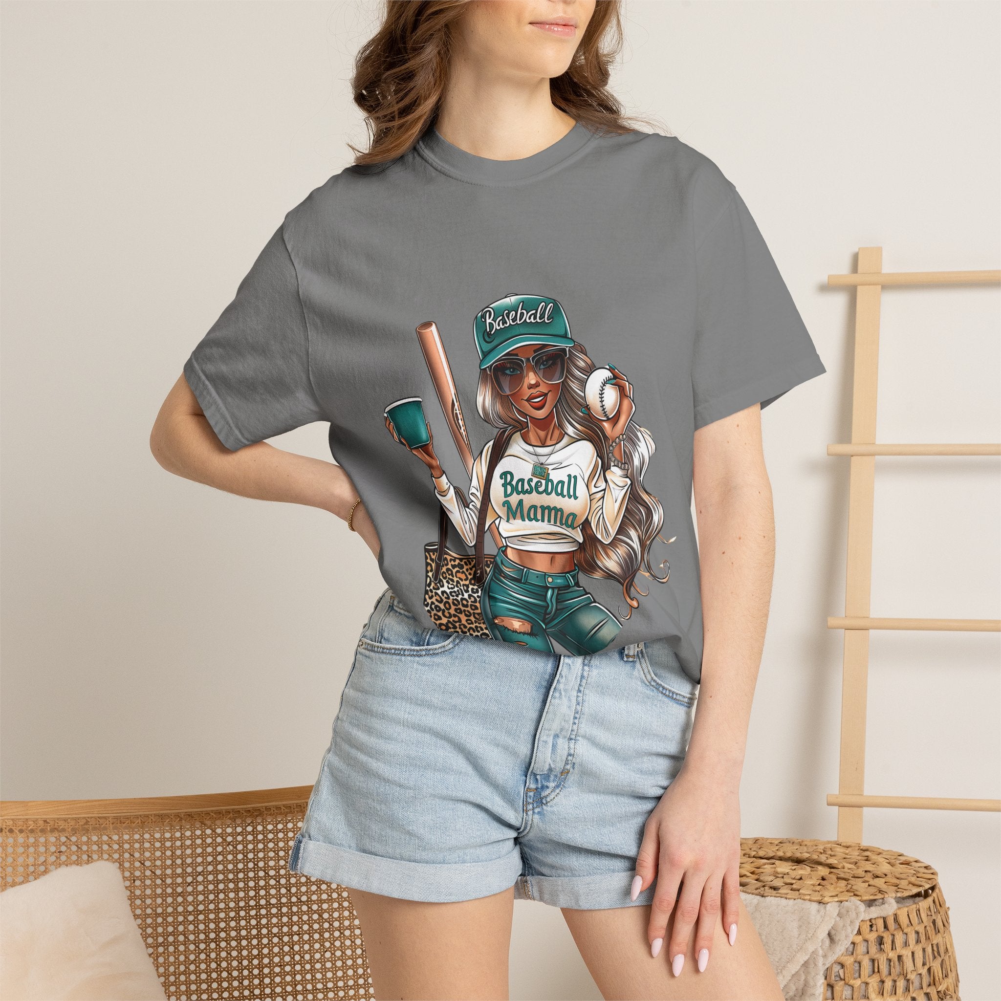 Baseball Mama T-Shirt — Cute Mom Baseball Tee with Bat & Ball Graphic