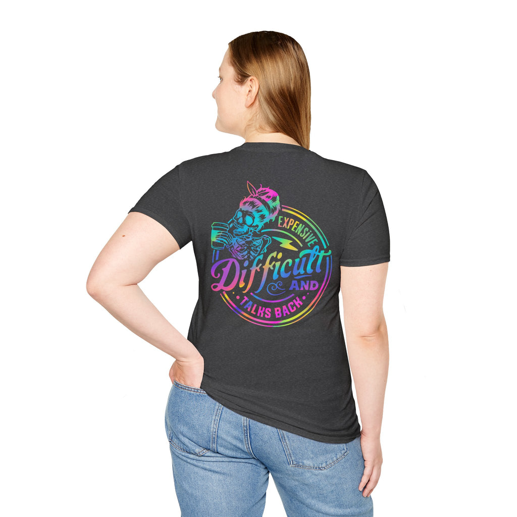Double-sided Difficult and Talks Back T-Shirt — Colorful Skull Sailor Graphic Tee