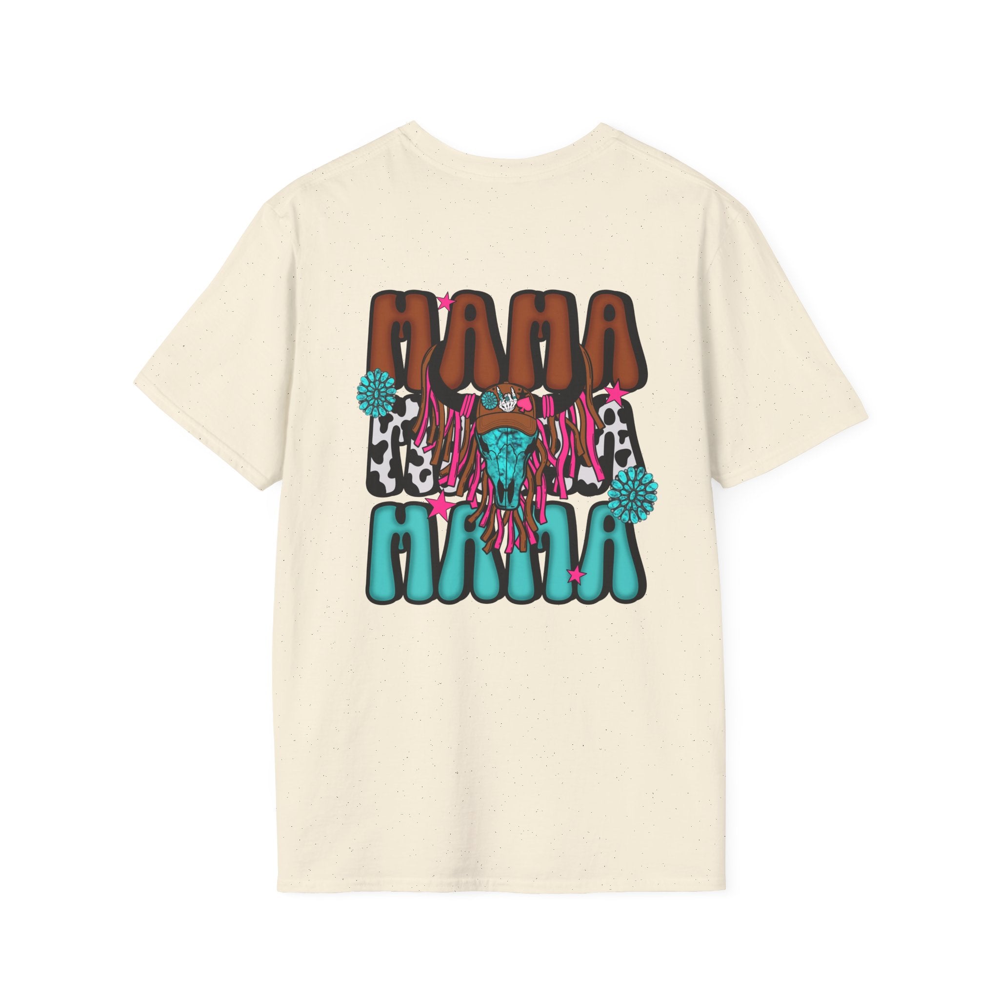 Double-sided Mama Mamas Cow Skull Graphic T-Shirt — Western Cowhide Retro Farmhouse Tee