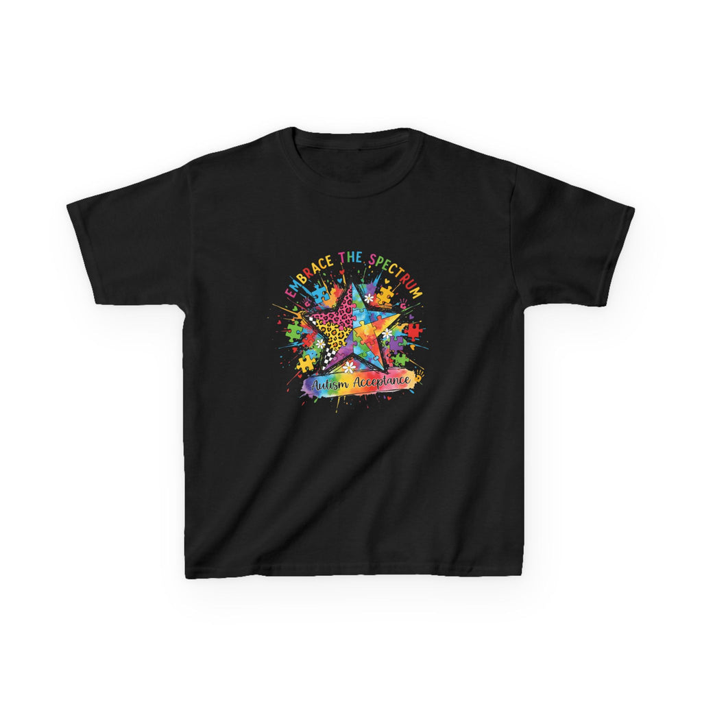 Kids Tee — "Shine Bright: Embrace the Spectrum" Rainbow Star Autism Awareness Shirt