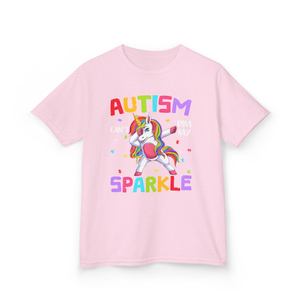 Autism Sparkle Kids T-Shirt — "Autism Can't Dim My Sparkle" Unicorn Tee
