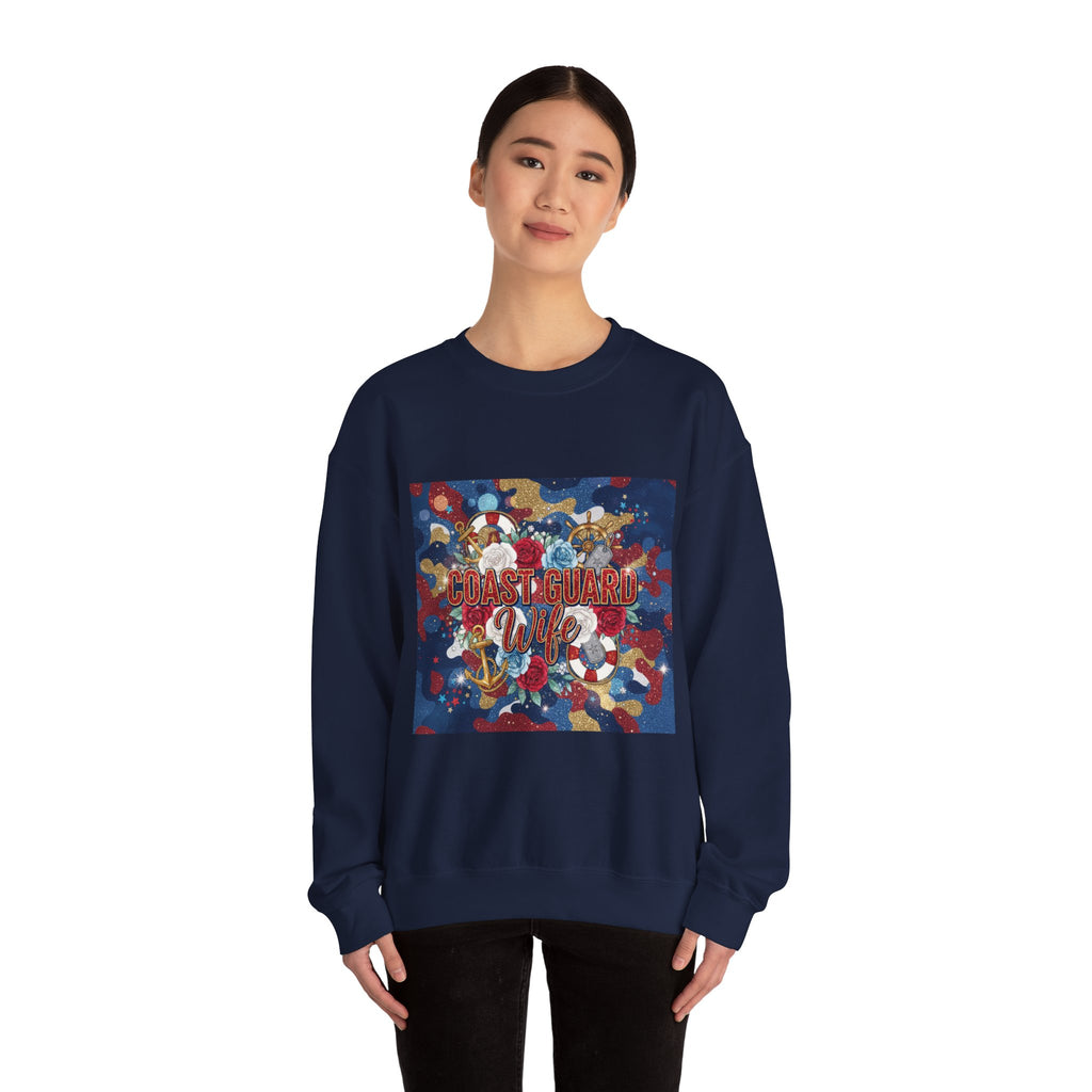 Coast Guard Mom Crewneck Sweatshirt - Patriotic Sea Rescue Design