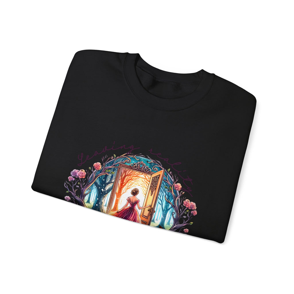 Crewneck Sweatshirt — 'Leaving Yesterday, Wearing Tomorrow' Fantasy Woman Art