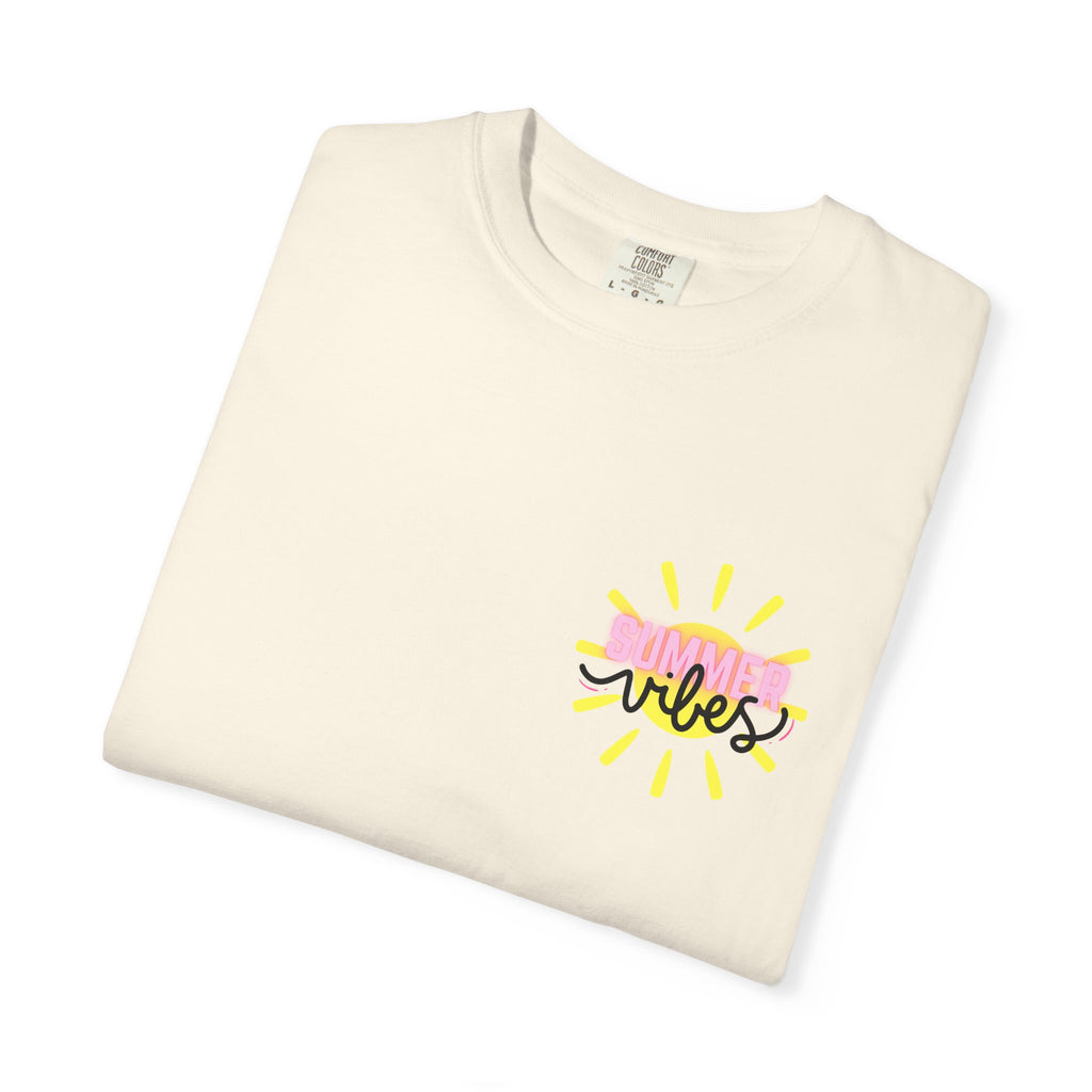 Summer Vibes T-Shirt — Pink Floatie & Checkered Graphic