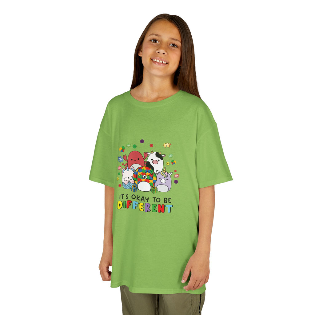Kids Tee — "It's Okay to Be Different" Colorful Diversity Cartoon Shirt