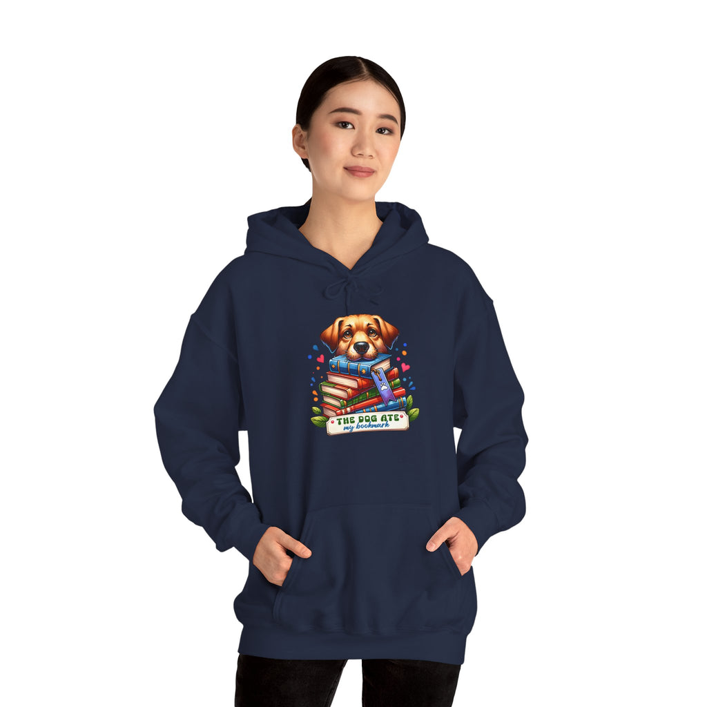Dog Mom Hoodie — Cute Puppy Reading Books "The Dog Ate" Graphic Sweatshirt
