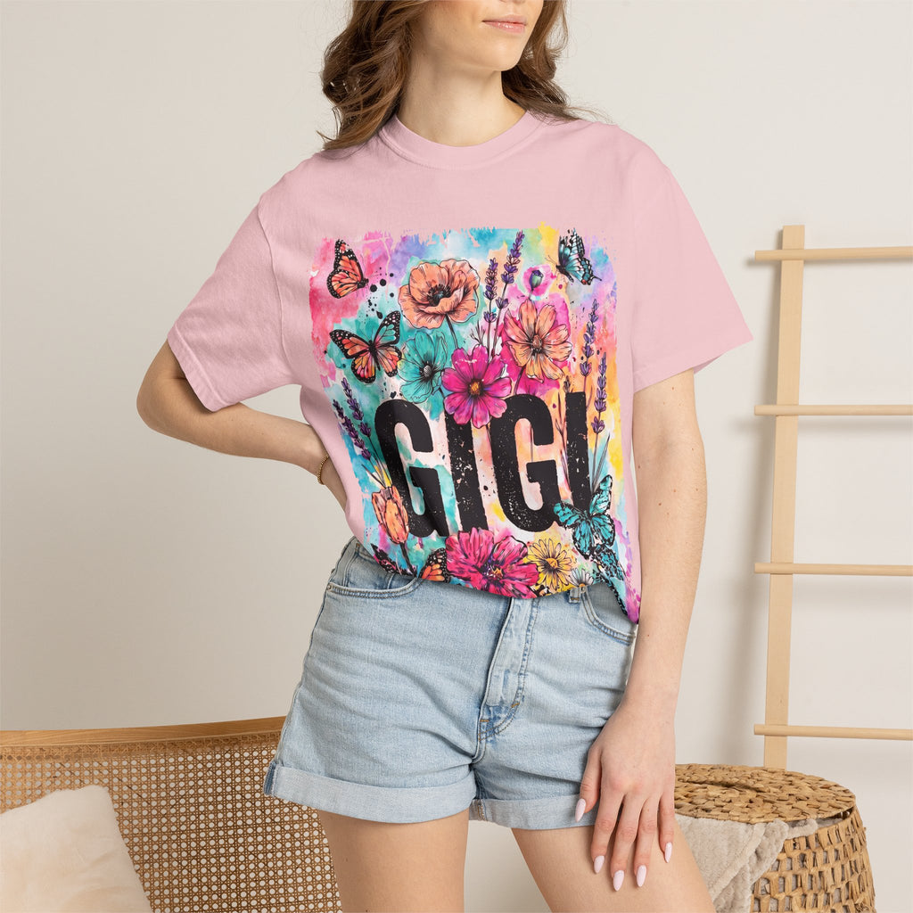Gigi Floral Graphic T-Shirt — Colorful Butterflies & Flowers Gift Tee