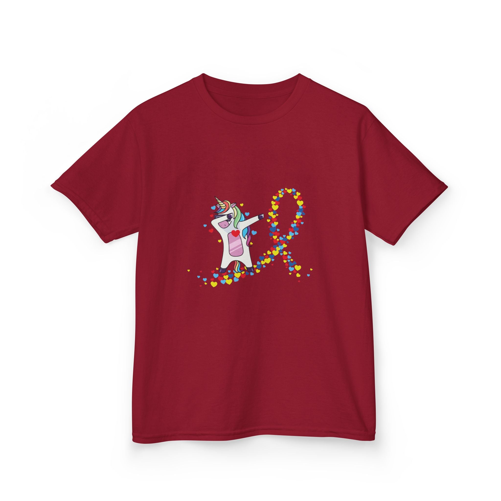Kids Tee — Cute Unicorn Pouring Rainbow Confetti (Kids)