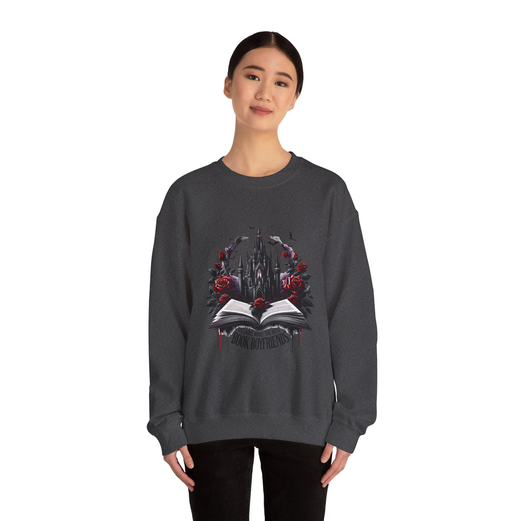 Sweatshirt — 'Book Boyfriends' Gothic Castle & Roses Cozy Crewneck for Book Lovers