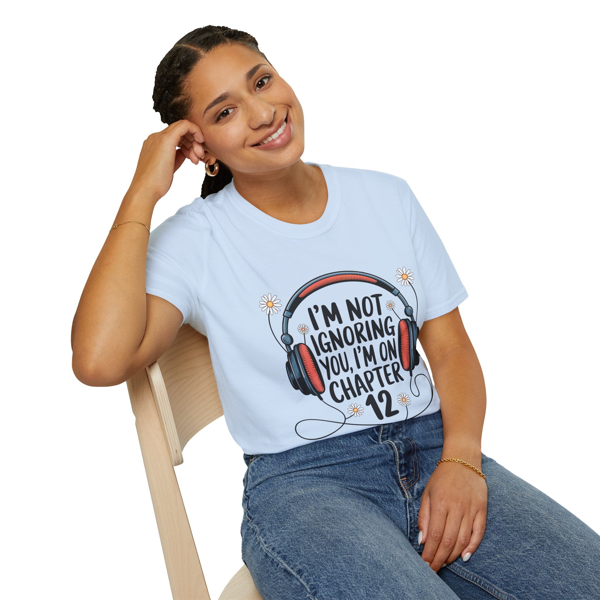 Book Lover T‑Shirt — "I’m Not Ignoring You, I’m on Chapter 12" Headphones Design