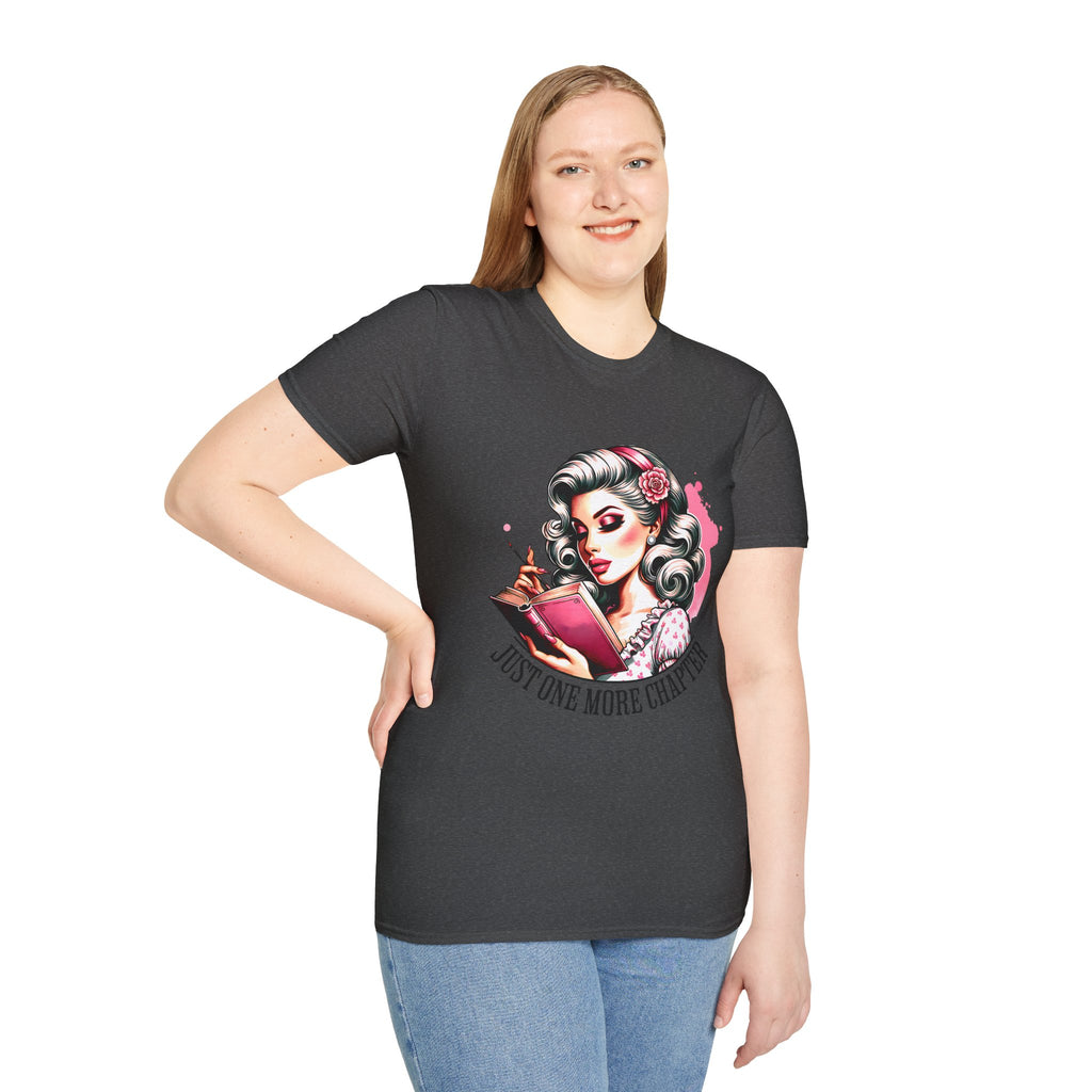 T-Shirt — Retro Pinup Reader "Just One More Chapter" Graphic Tee