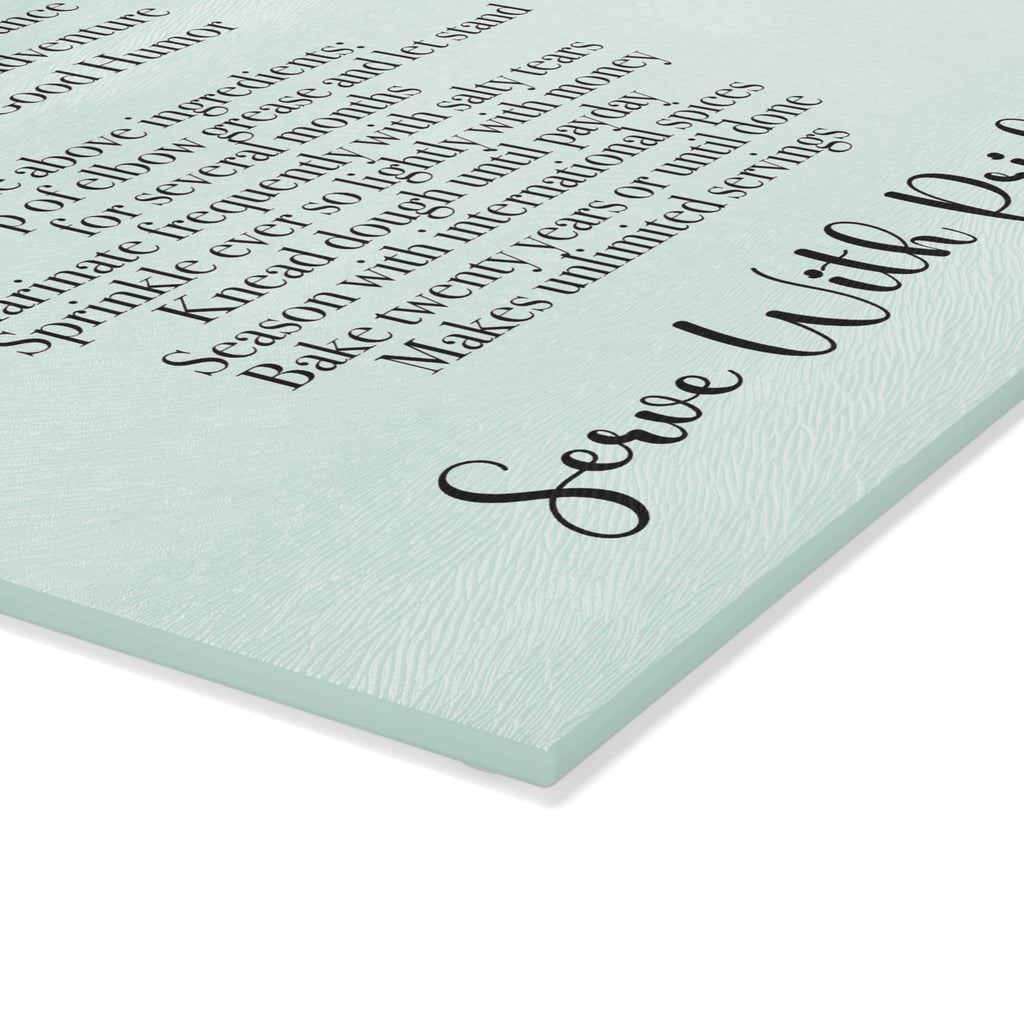 Glass Cutting Board — "Recipe for a Military Spouse" Decorative Kitchen Cutting Board, Serve With Pride