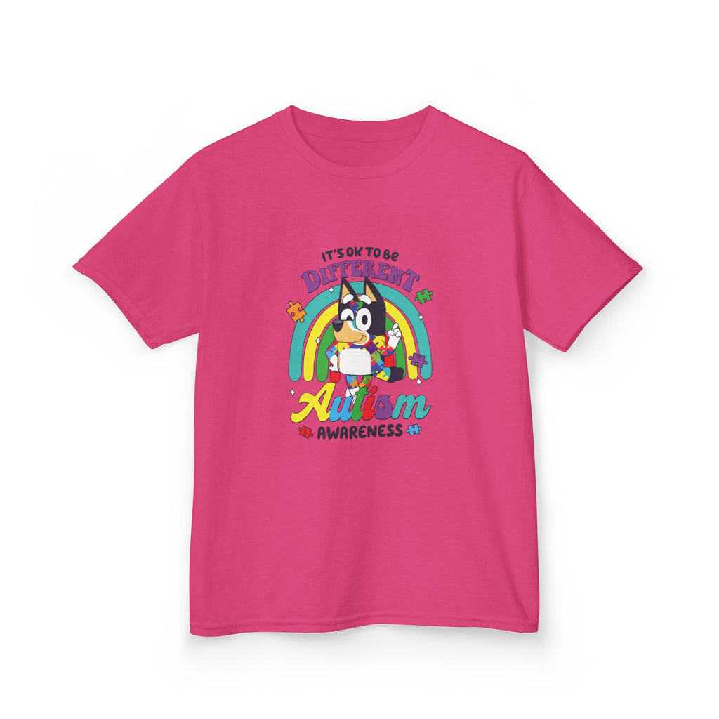 Kids Tee — "It's OK to Be Different" Autism Awareness Rainbow Shirt