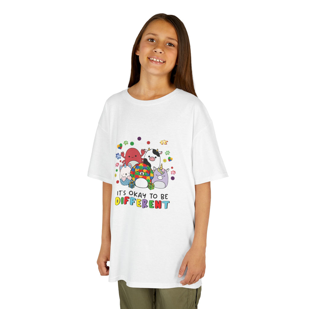 Kids Tee — "It's Okay to Be Different" Colorful Diversity Cartoon Shirt