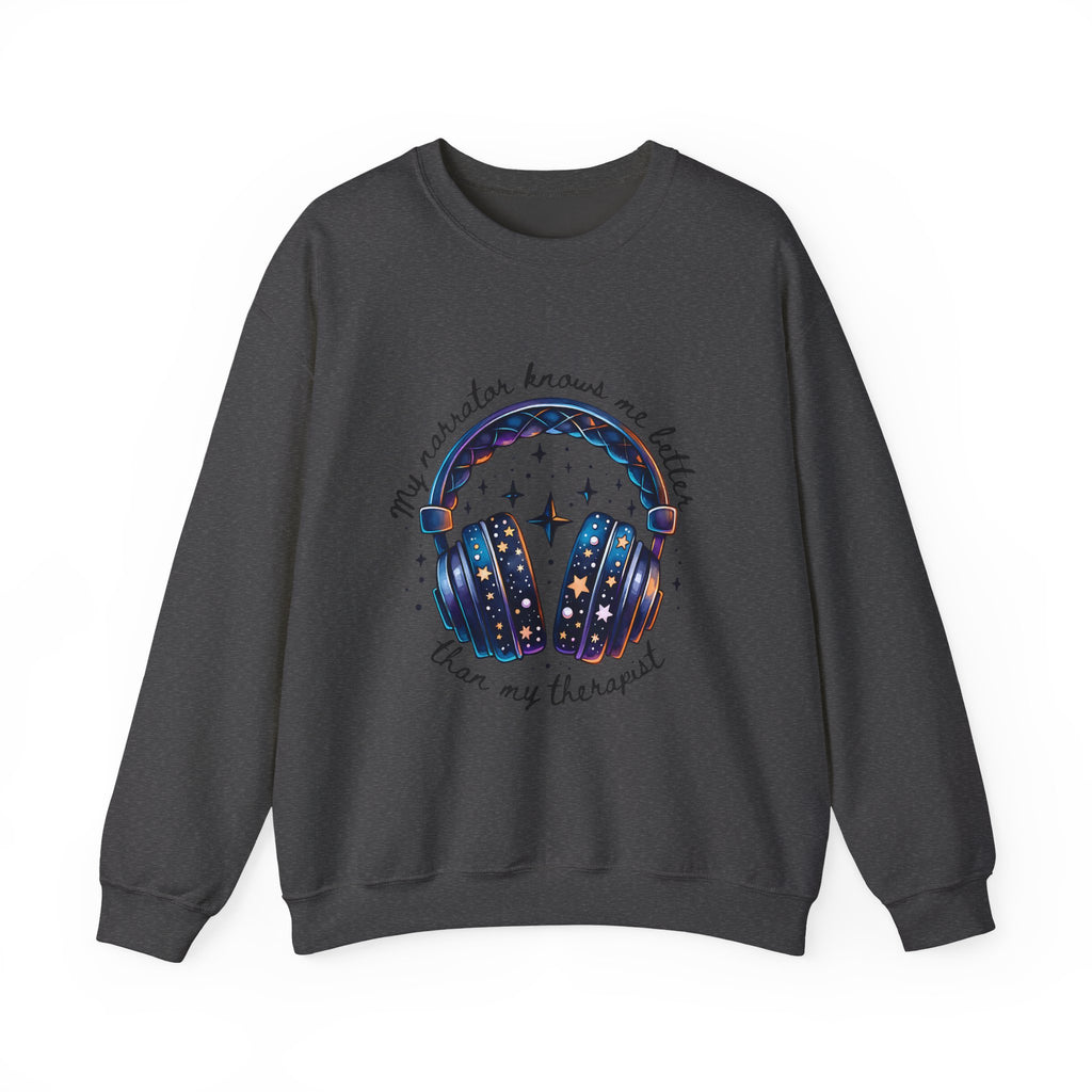 Sweatshirt — “My Navigator Knows Me Better Than My Therapist” Cosmic Headphones Crewneck