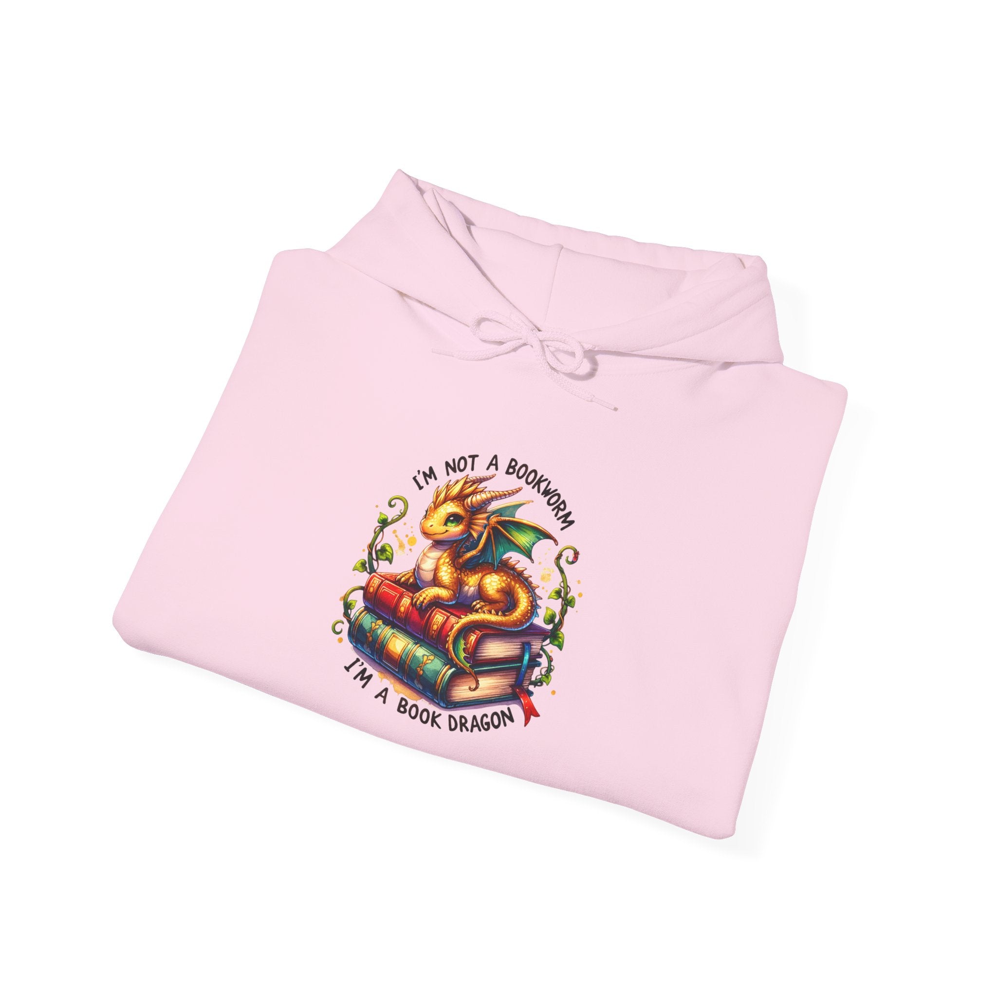 Hoodie — 'I'm Not A Dragon' Cute Snake-on-Book Graphic Pullover