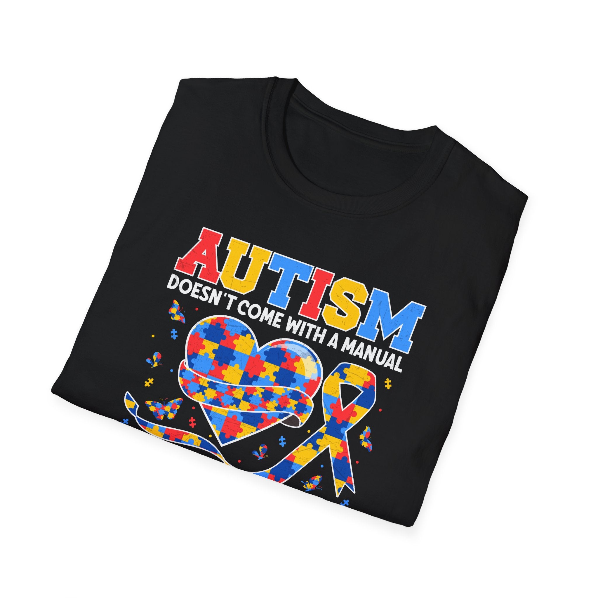 Autism Mom Graphic T-Shirt — “Autism doesn't come with a manual, it comes with a mom who never gives up”
