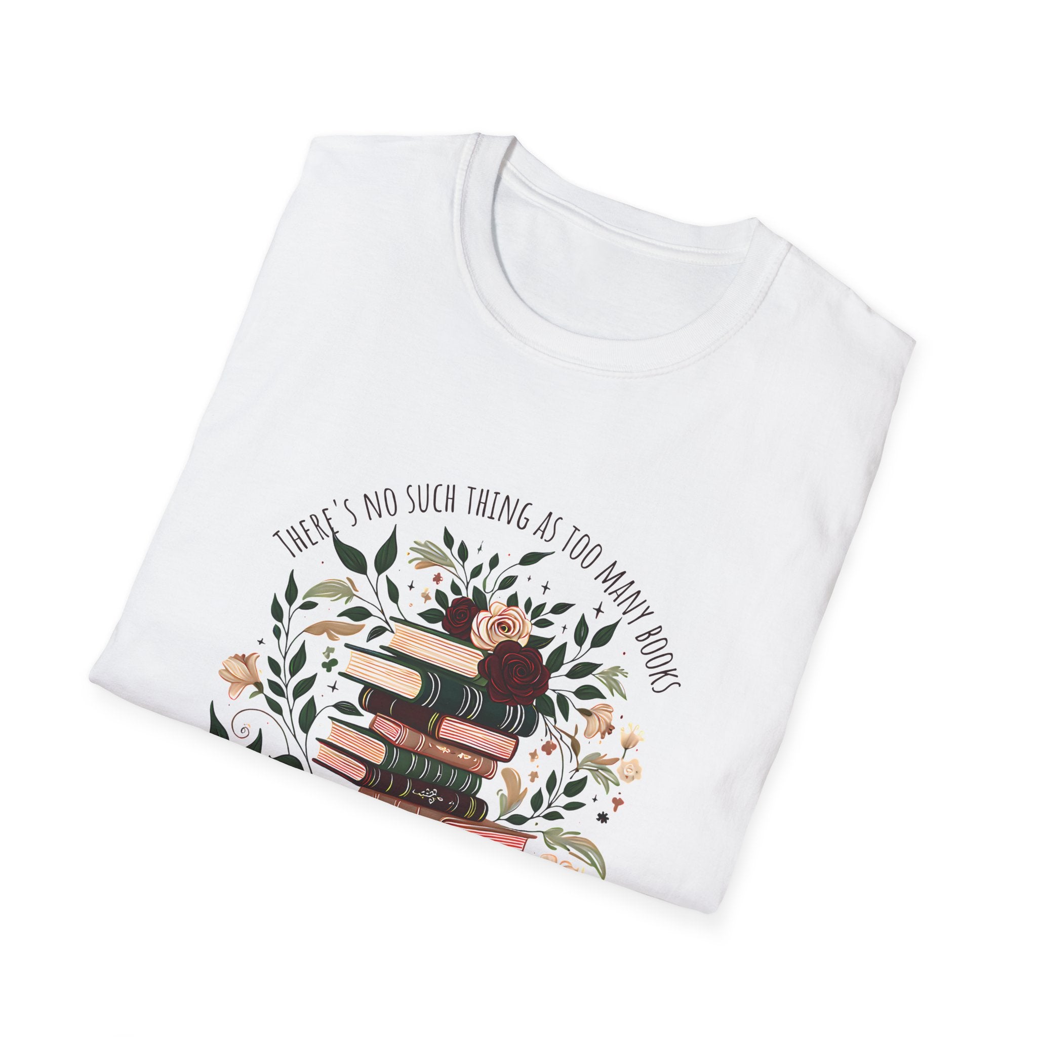 Book Lover Stack T-Shirt — "Books and Tea are My Happy Place" Floral Reading Tee