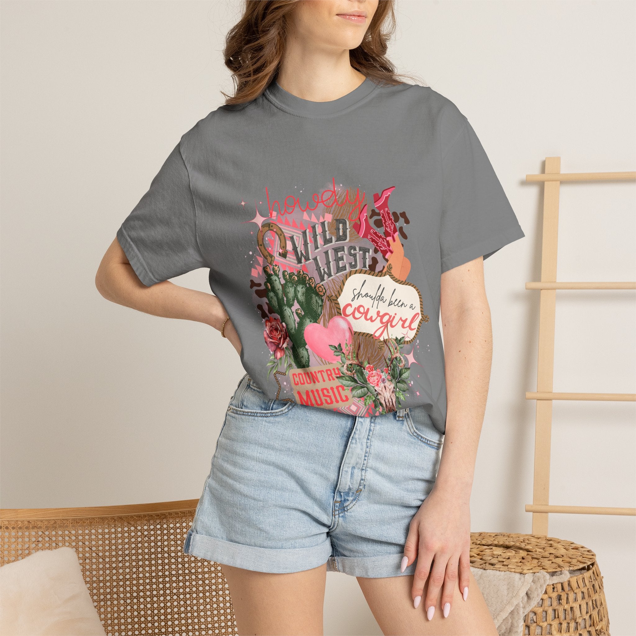 Cowgirl Country Music T-Shirt — Wild West Floral "Howdy" Graphic Tee