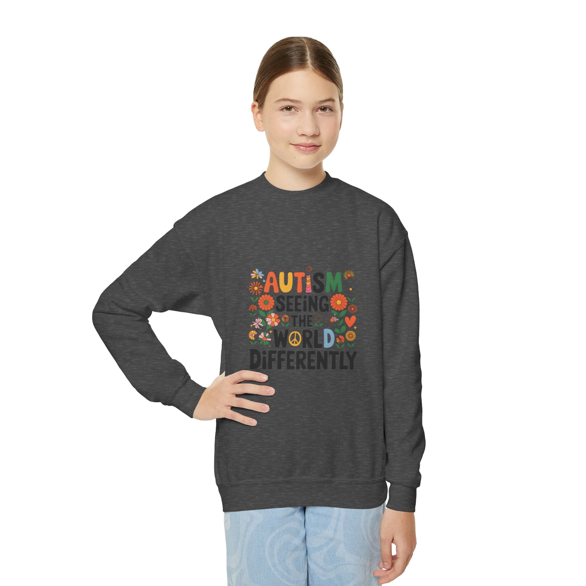 Autism Seeing the World Differently Youth Crewneck Sweatshirt