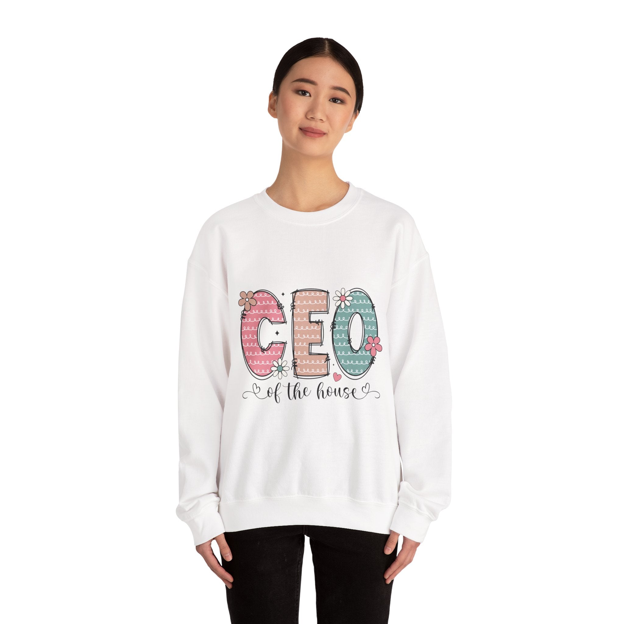 CEO of the House Crewneck Sweatshirt — Cute Floral Mom/Household Manager Pullover
