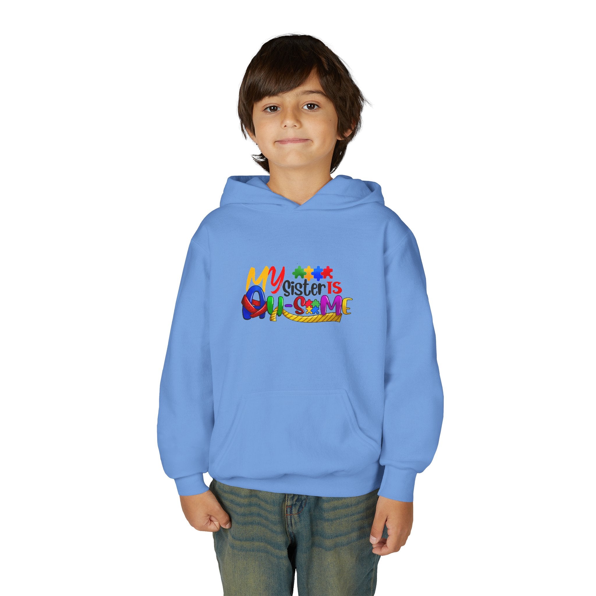 Youth Hoodie — "My Sister is Awesome" Colorful Kids Pullover