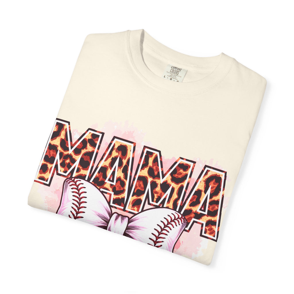 Mama Softball Tee — Leopard Print 'MAMA' with Bow