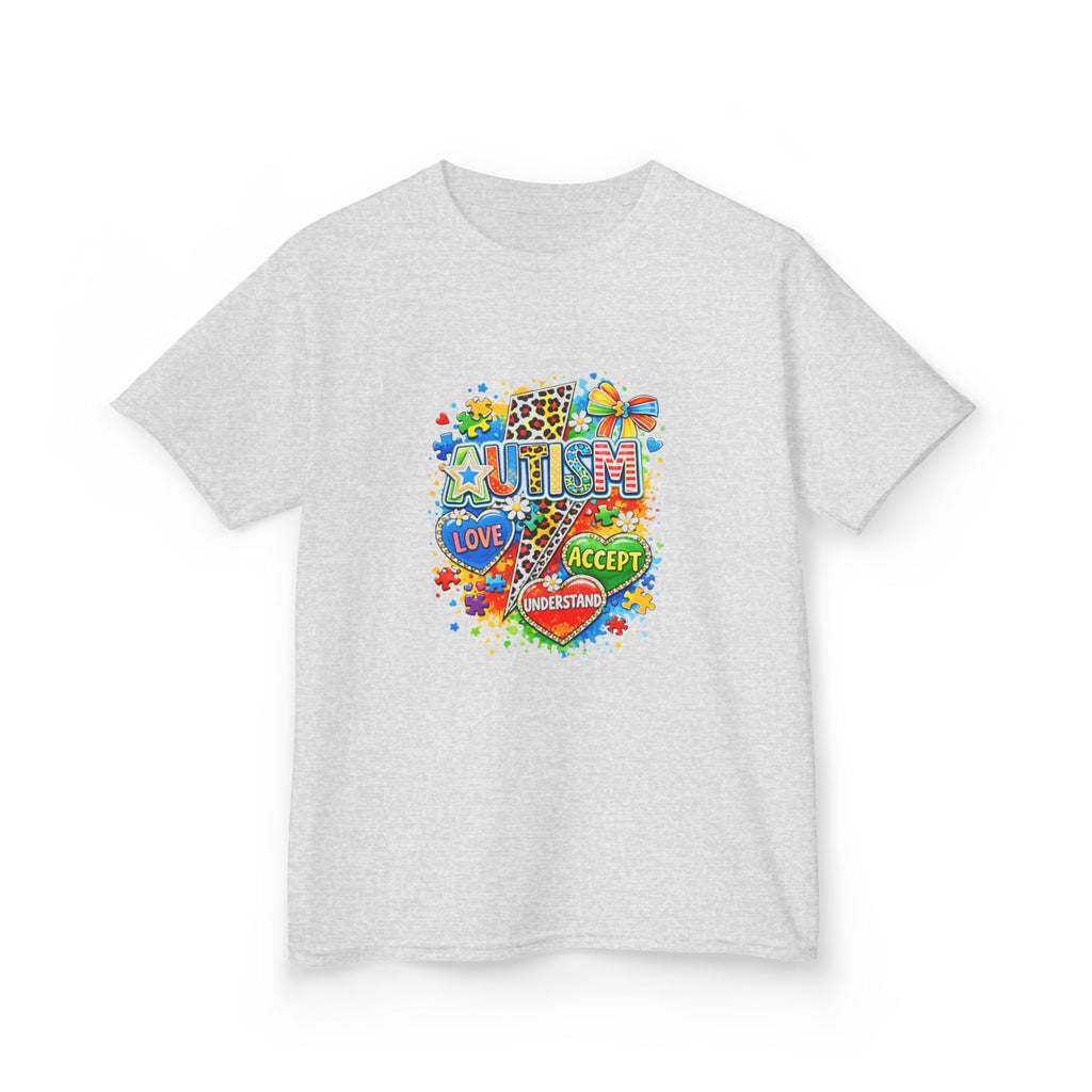Kids Tee — Colorful Pride & Love Heart Graphic (Love, Accept, Understand)