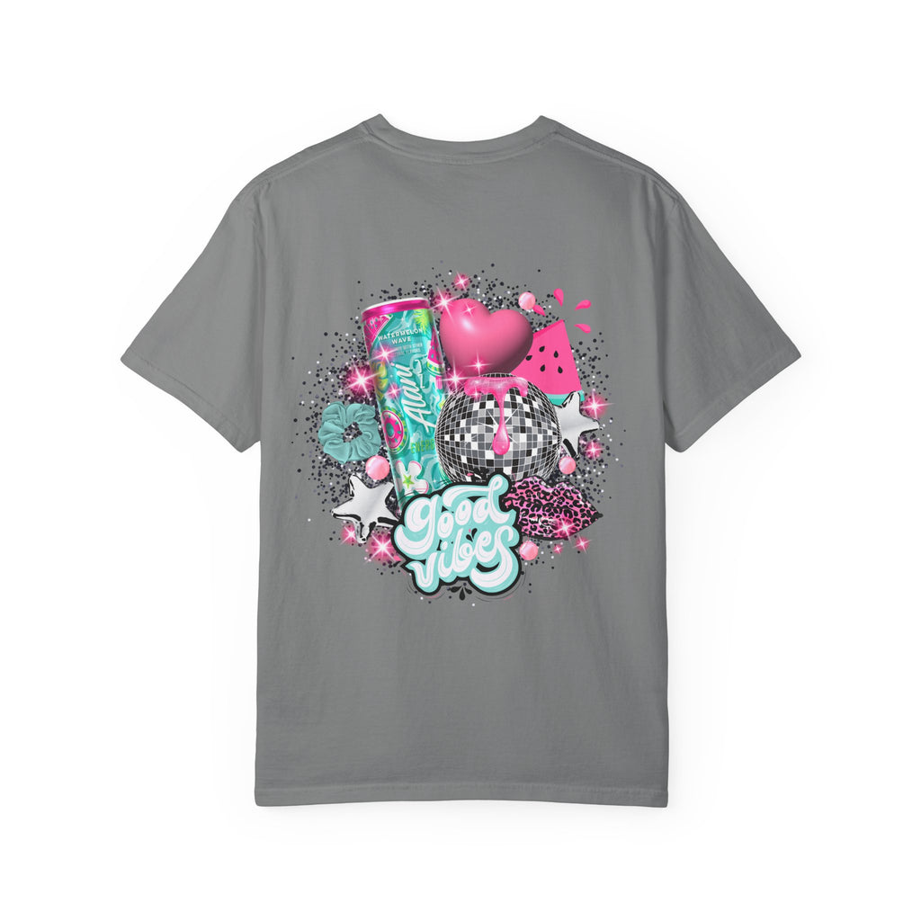 Graphic T-Shirt — Pastel 'Good Vibes' Disco Design (Alami Nu)