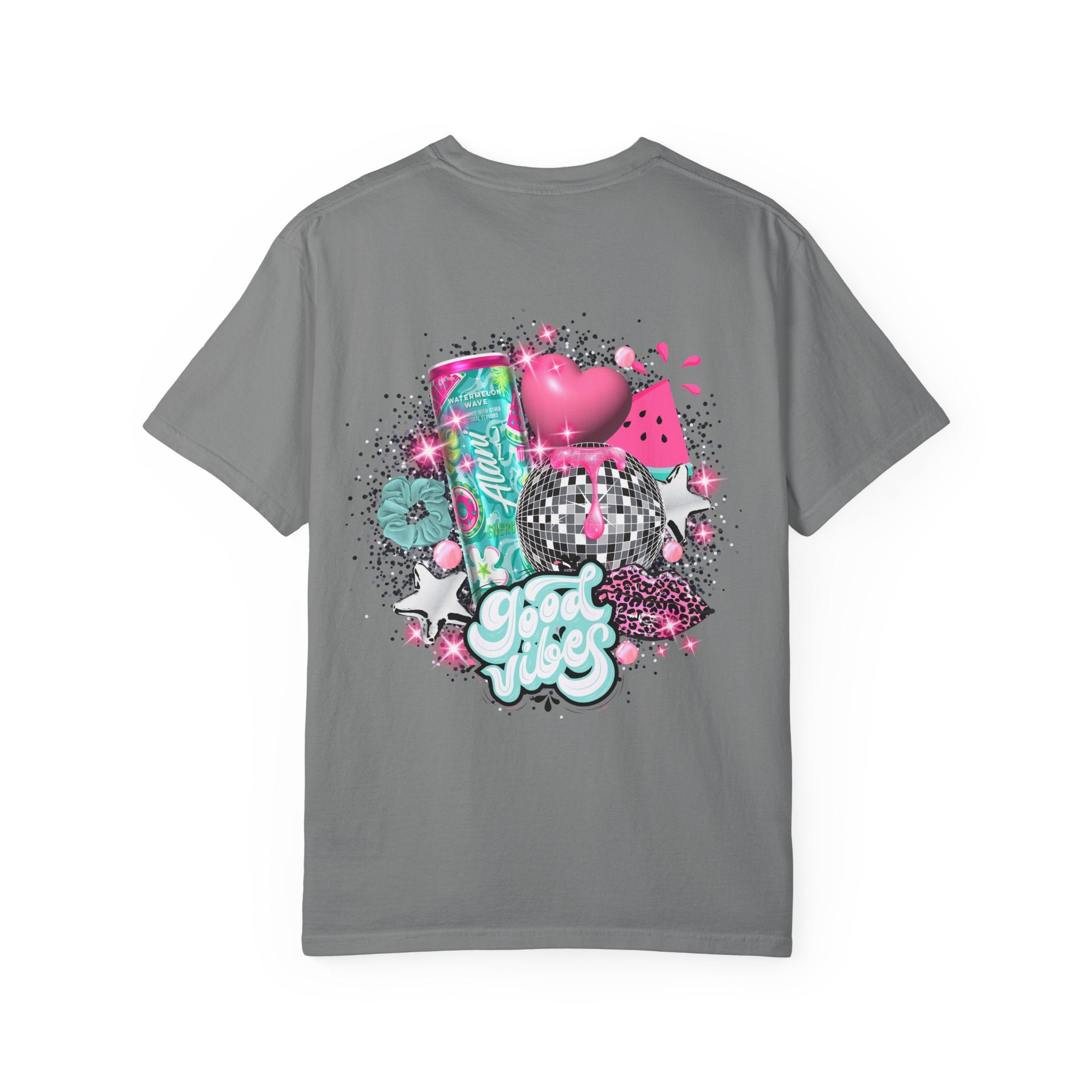 Graphic T-Shirt — Pastel 'Good Vibes' Disco Design (Alami Nu)