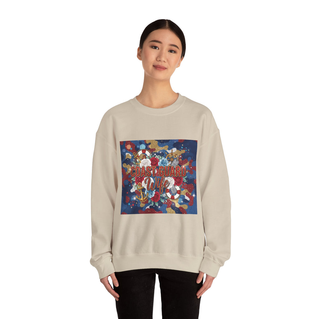 Coast Guard Mom Crewneck Sweatshirt - Patriotic Sea Rescue Design