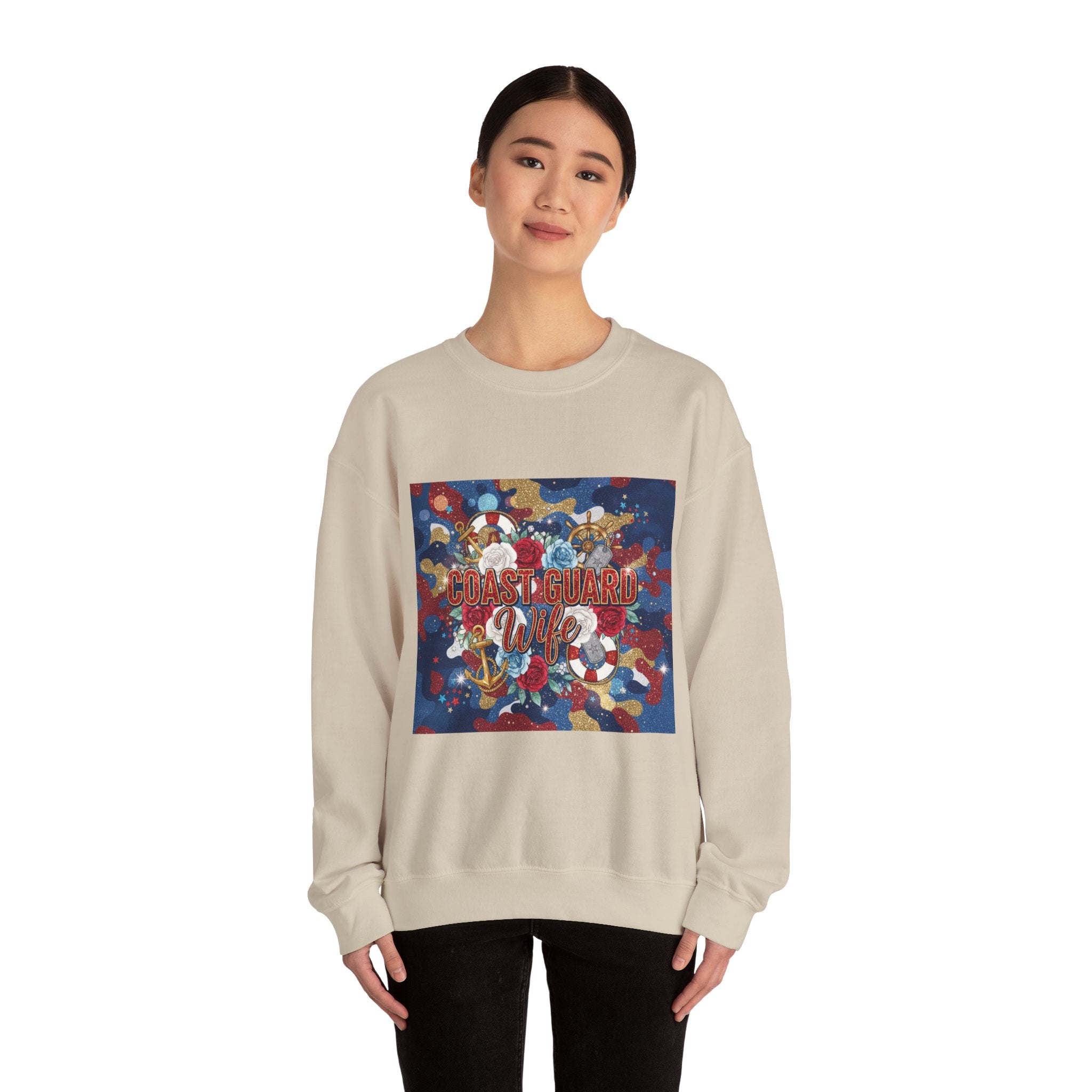 Coast Guard Mom Crewneck Sweatshirt - Patriotic Sea Rescue Design