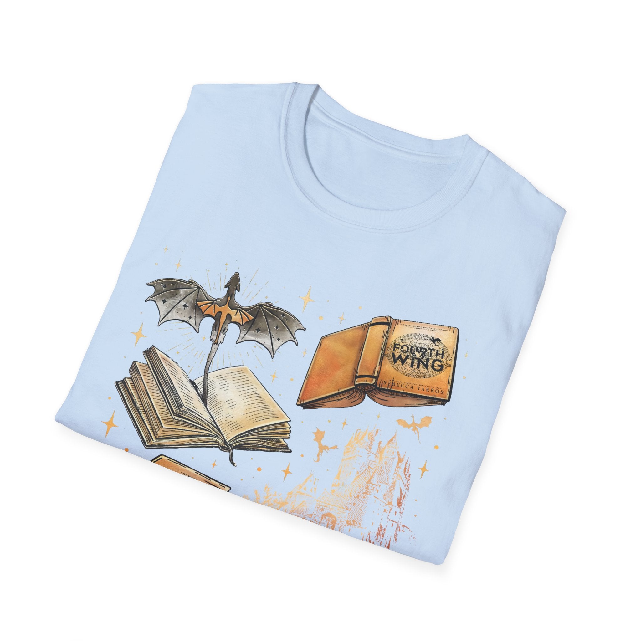 Book Dragon T-Shirt — Vintage Magical Books & Bat Illustration